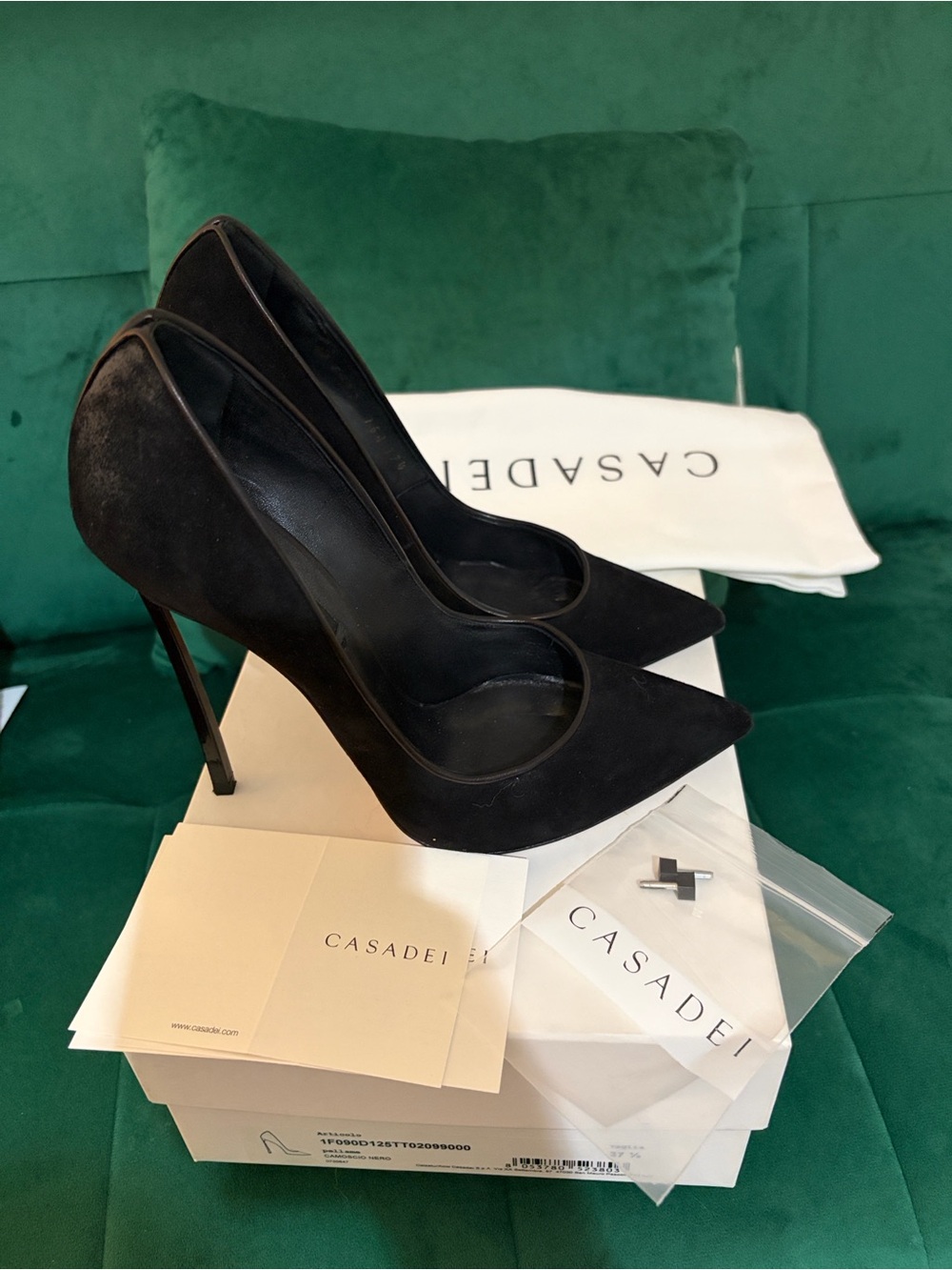 Casadei Blade Stiletto Heel Suede Pumps Black EU 37 1⁄2